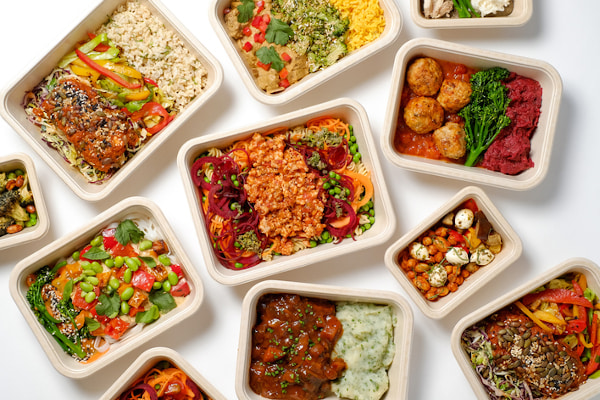 ready meals on a white background
