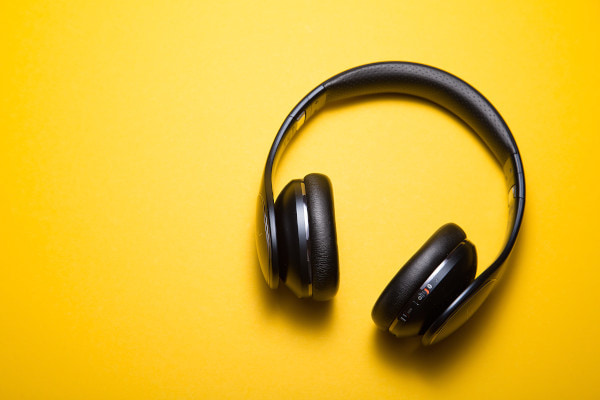 Headphones on a yellow background