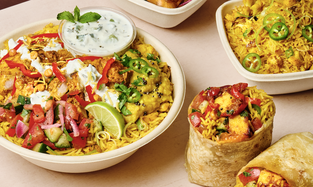 Indian thali and wraps from Kaana for office catering]