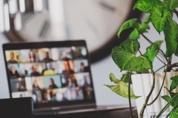 Laptop screen showing video conference