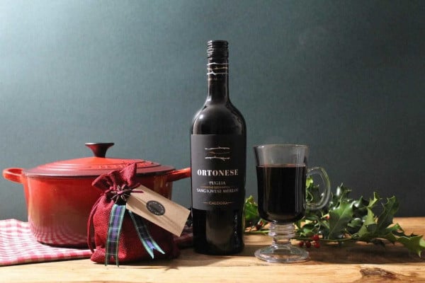 Bottle of wine and mulling spices