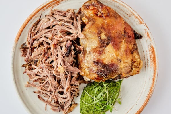 Leg of lamb on a plate