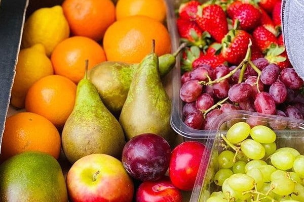 fresh fruit in a box