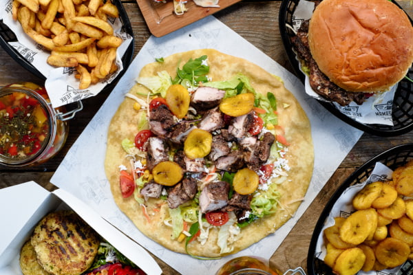 Selection of items available on Mama's Jerk's menu