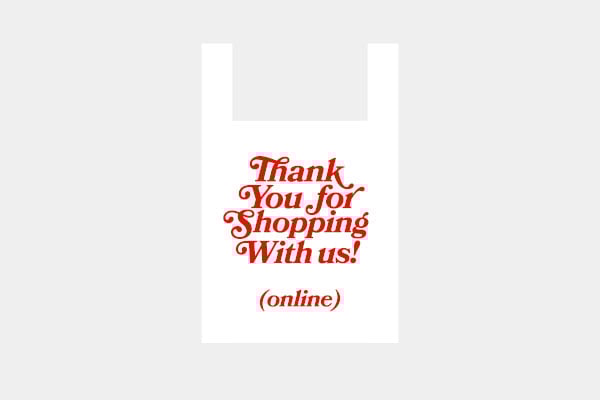 illustration of bag with text saying 'Thank you for shopping with us! (online)'